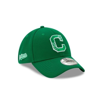 Green Cleveland Indians Hat - New Era MLB St Patricks Day 39THIRTY Stretch Fit Caps USA9308526